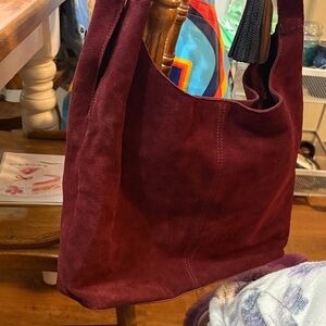 The Sak Burgundy Suede Hobo Bag